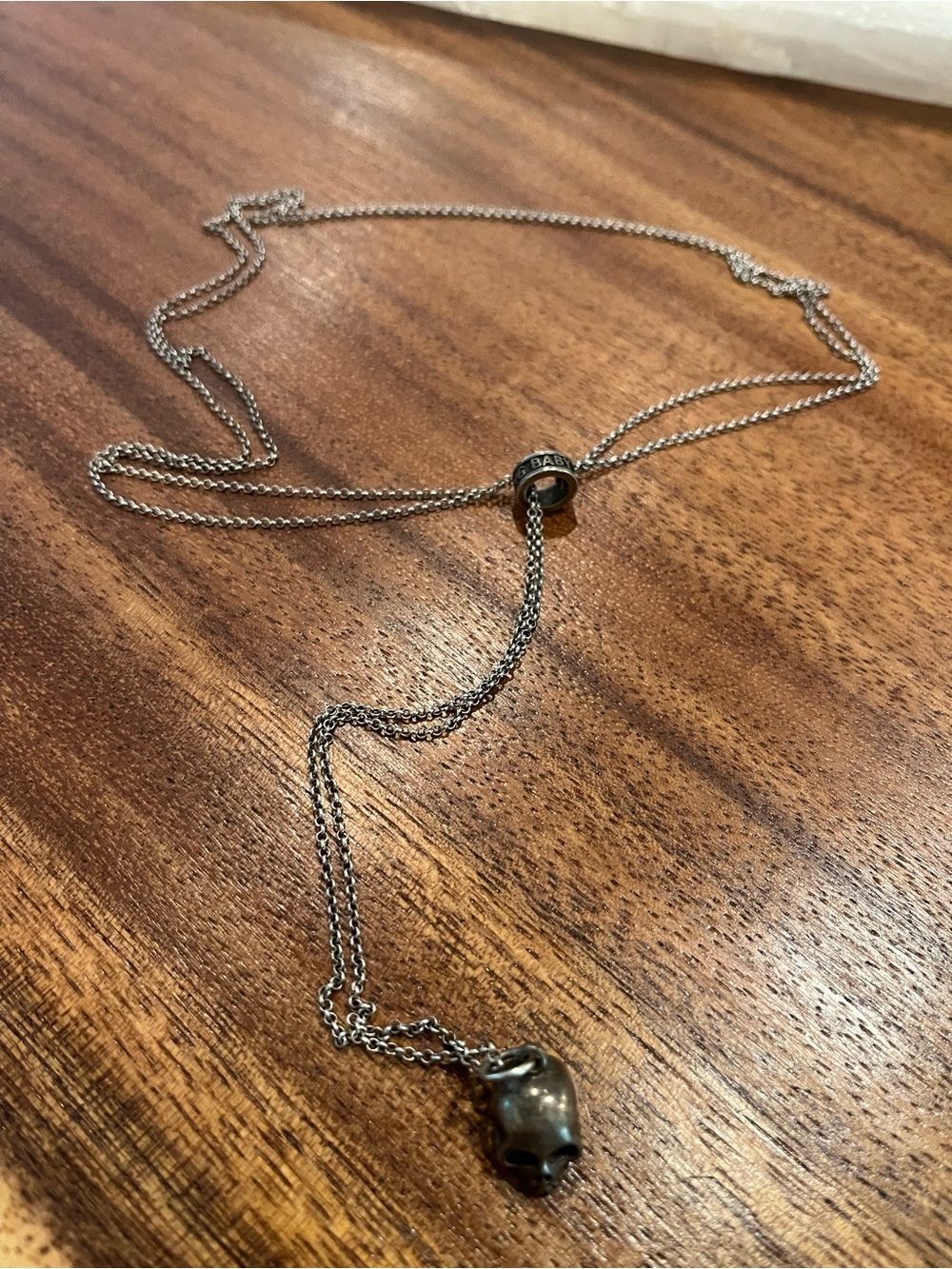 King Baby Studio Sterling Silver Skull Pendant Lariat Necklace - Silver - Picture 3 of 8